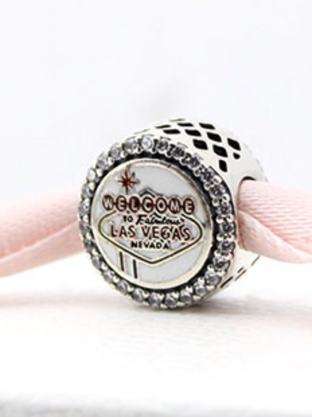 Pandora Las Vegas Sign CZ Button Charm Vegas Exclusive Bracelet Bead Charm